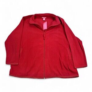 Woman Within 2X Full-Zip Fleece Jacket Red Plus Size